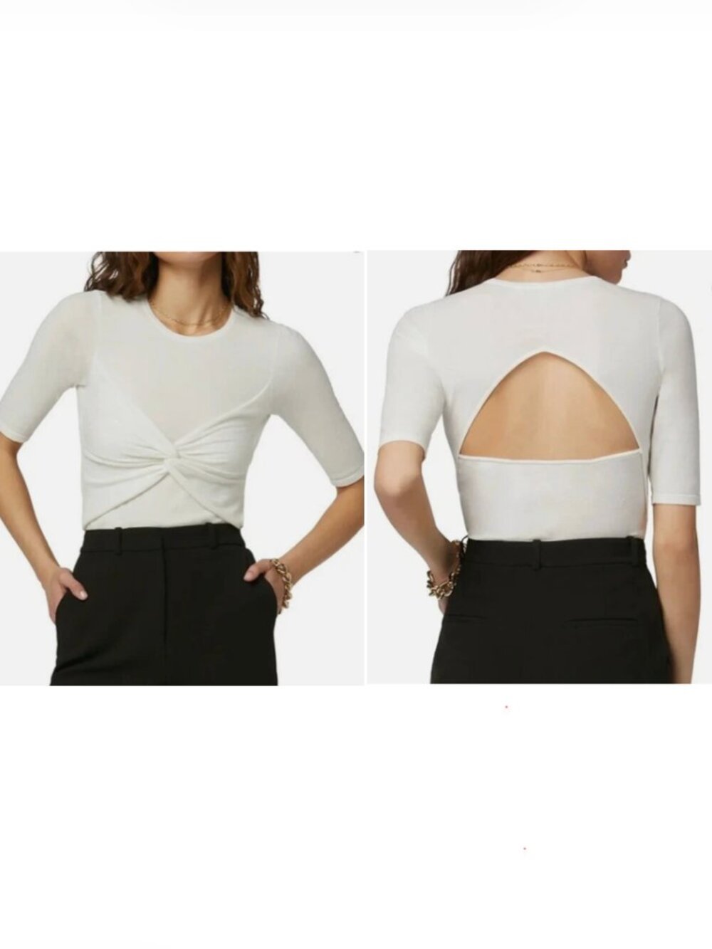 FAVORITE DAUGHTER Lightweight Knit Twist Front Cutout Back Top, M NWT